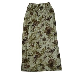 Y2K Maurices Olive Green Floral Abstract Maxi Skirt Size Medium Made in USA